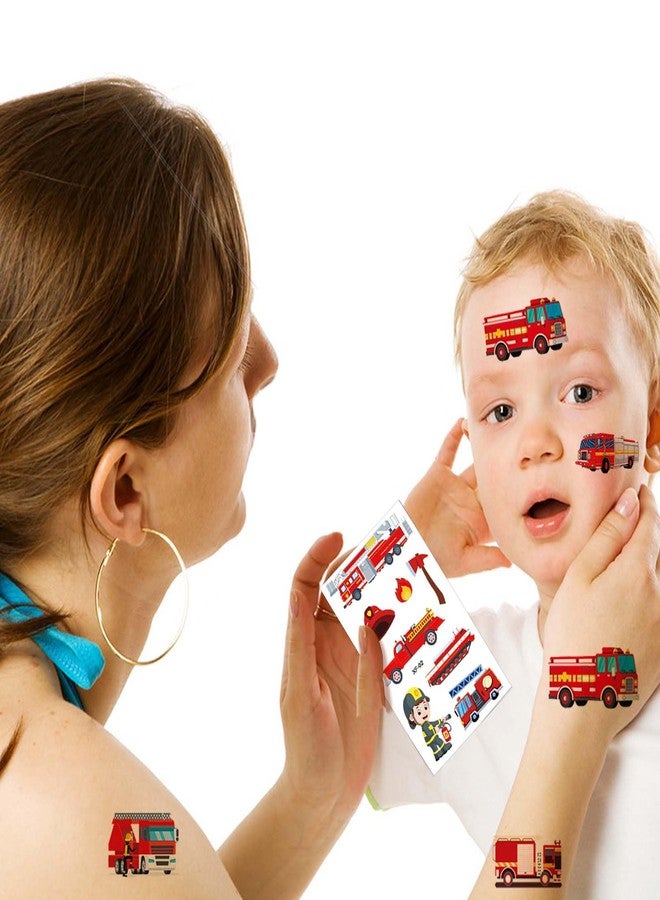 Qpout 10 Sheets Fire Truck Temporary Tattoos for Kids Firefighter Birthday Party Supplies, Steam Train Railroad Themed Stickers, Classroom Rewards Stickers for Classroom Rewards Gifts - Image 5